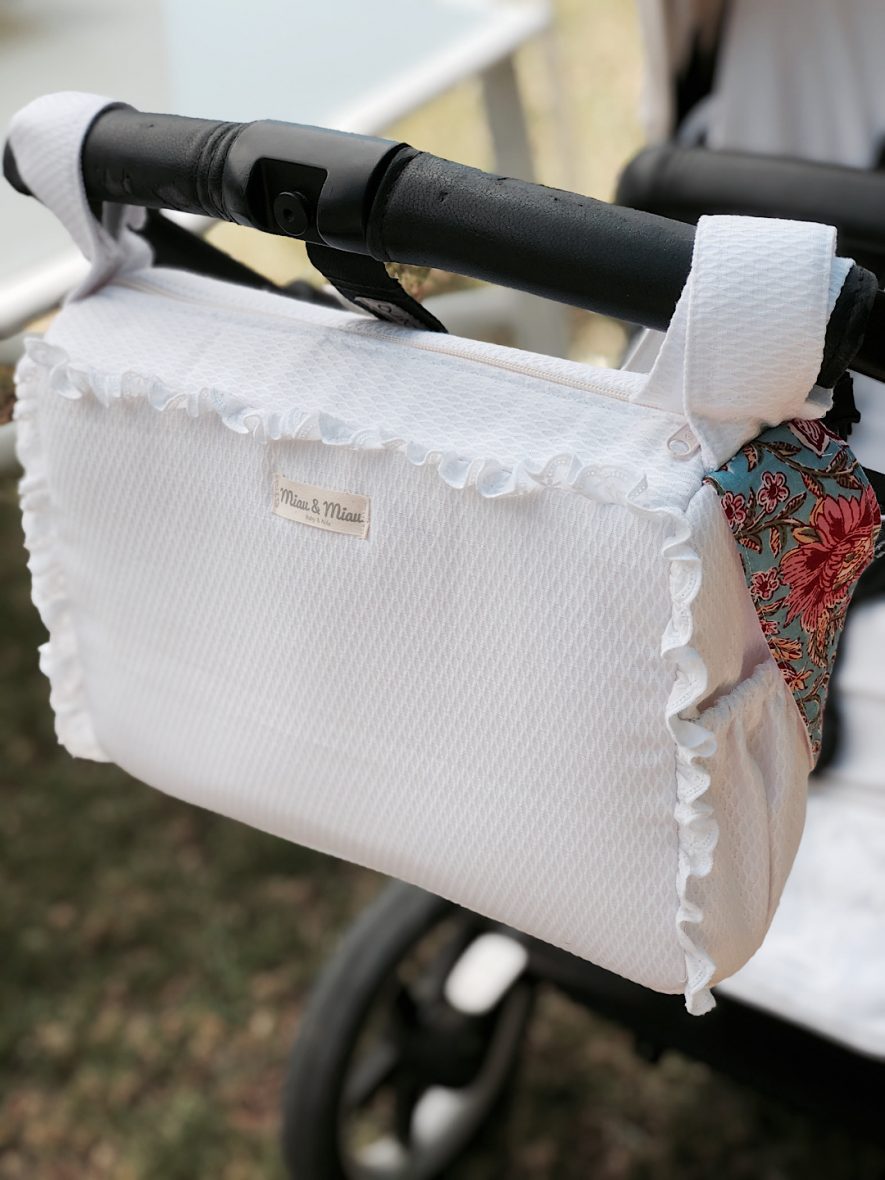 Bolso piqué blanco mediano