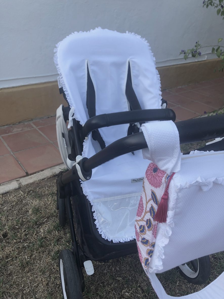 Funda silla de paseo universal del piqué con tira bordada