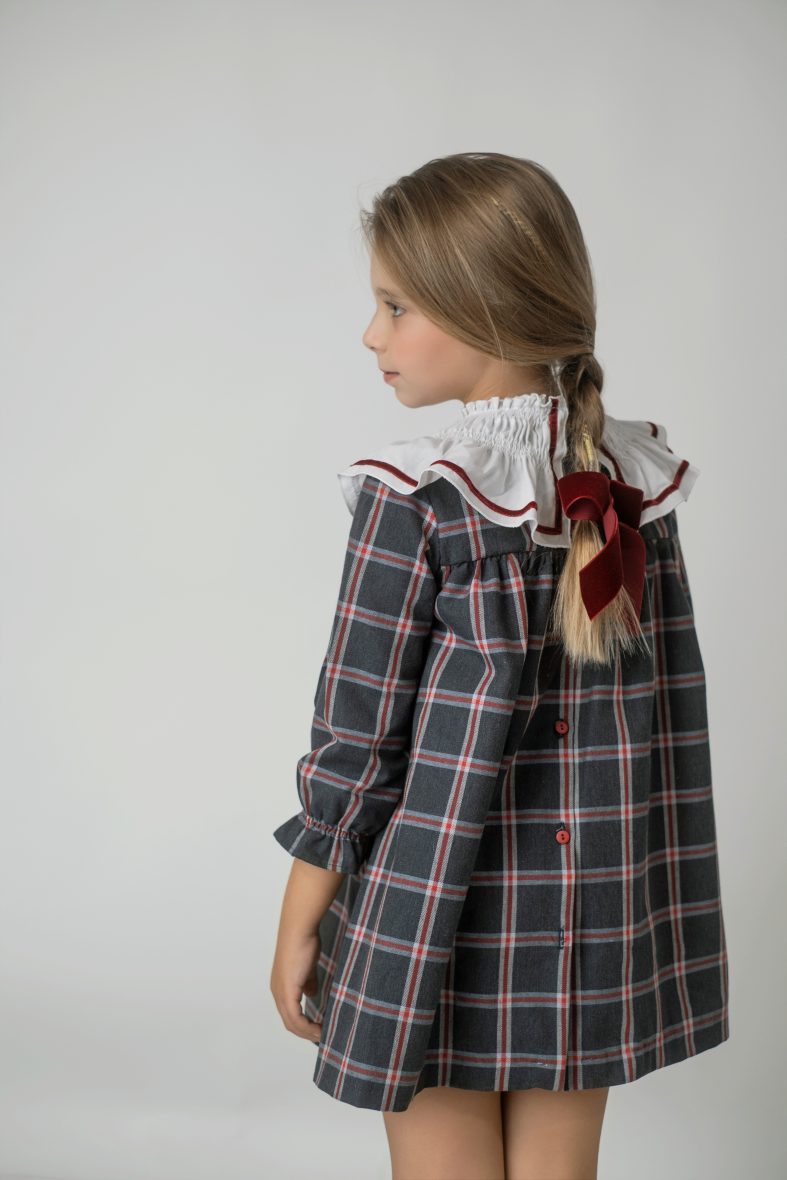 Vestido Tartán con Terciopelo